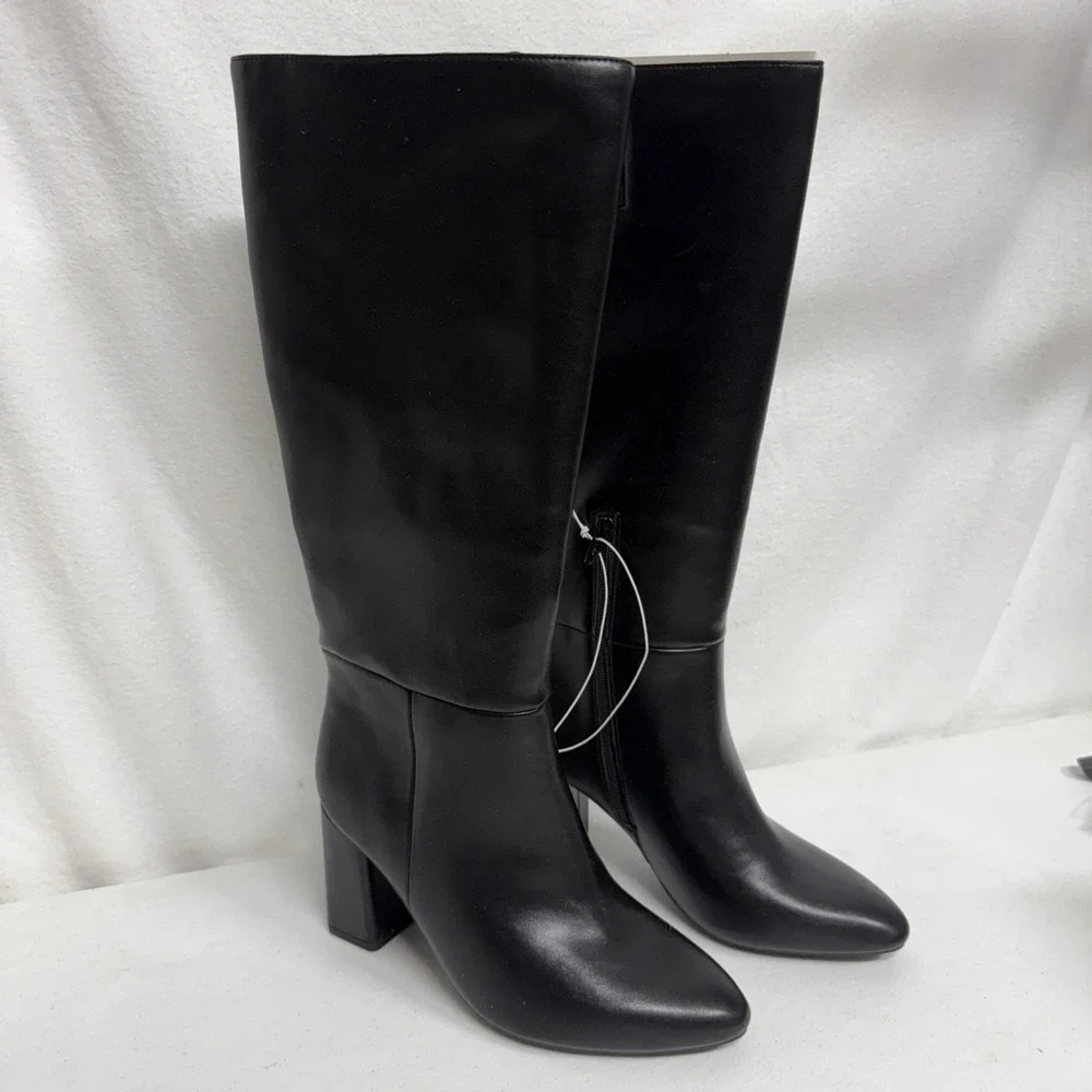 A New Day Black mid heel Dress Boots Womens size 7.5 Knee high